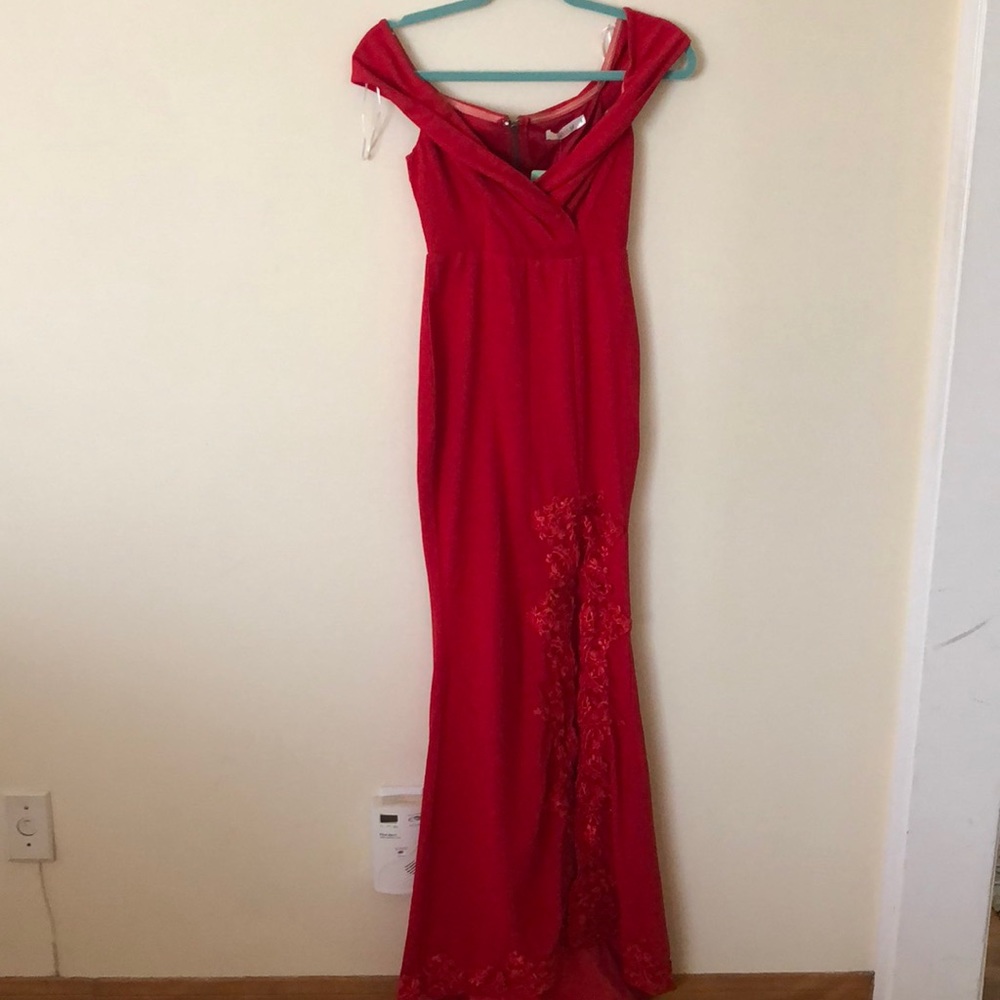 Off Shoulder Red Formal Dress